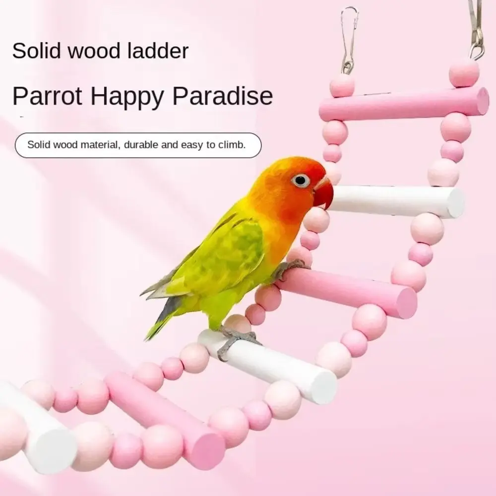 Escada de Madeira para Pássaros Colorida com Ganchos de 50 cm - Imagem 3