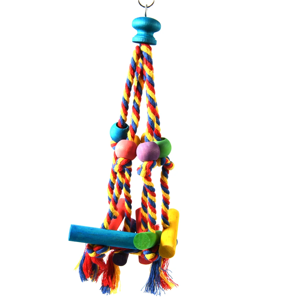 Brinquedo de Mastigar para Pássaros de Algodão e Madeira para Gaiola - Imagem 4