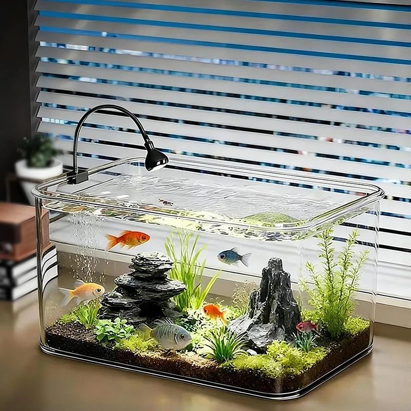 Mini Aquário Panorâmico 360° de PET Transparente para Peixes - Imagem 4