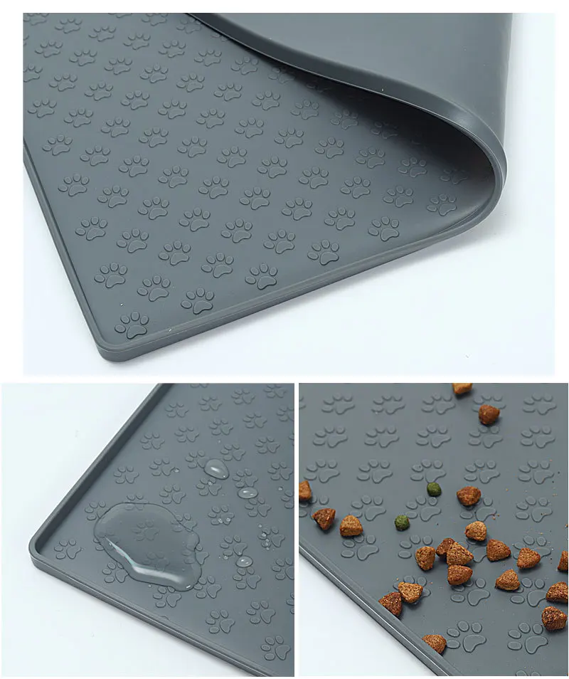 Tapete de Silicone para Cães e Gatos Preto 48x30 cm Impermeável - Image 6