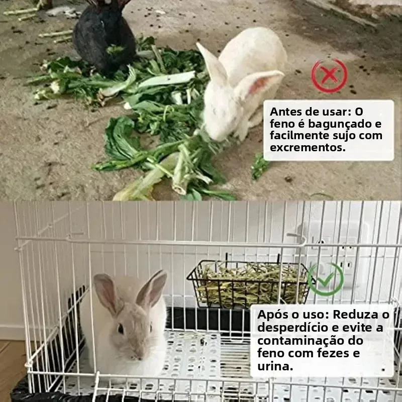 Comedouro de Feno para Coelhos de Metal 23x10x7,5cm Fácil de Limpar - Imagem 3
