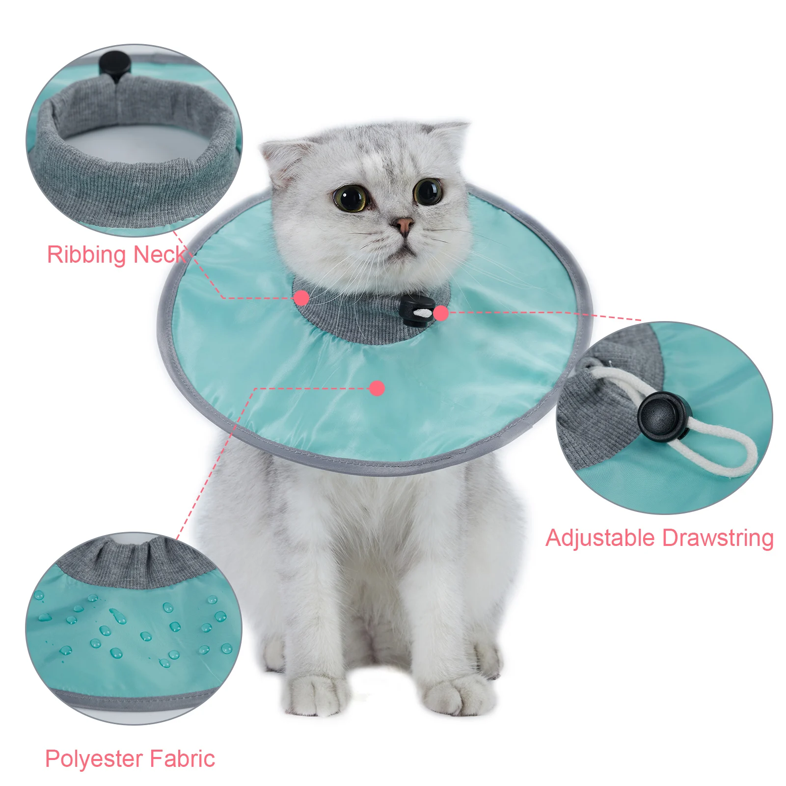 Coleira Protetora para Gatos e Cães de Poliéster com Cordão Ajustável - Imagem 4