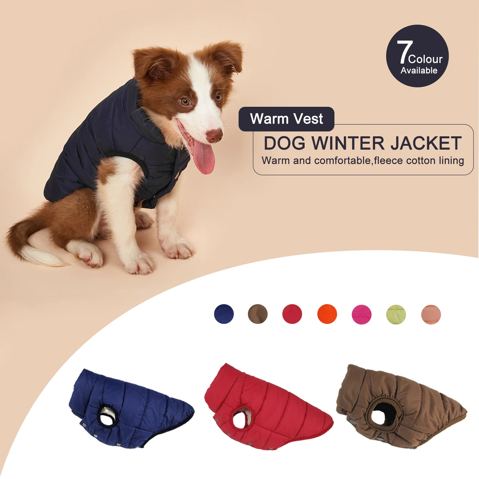 Jaqueta Parka para Cães de Poliéster com Forro de Lã para o Inverno - Imagem 3