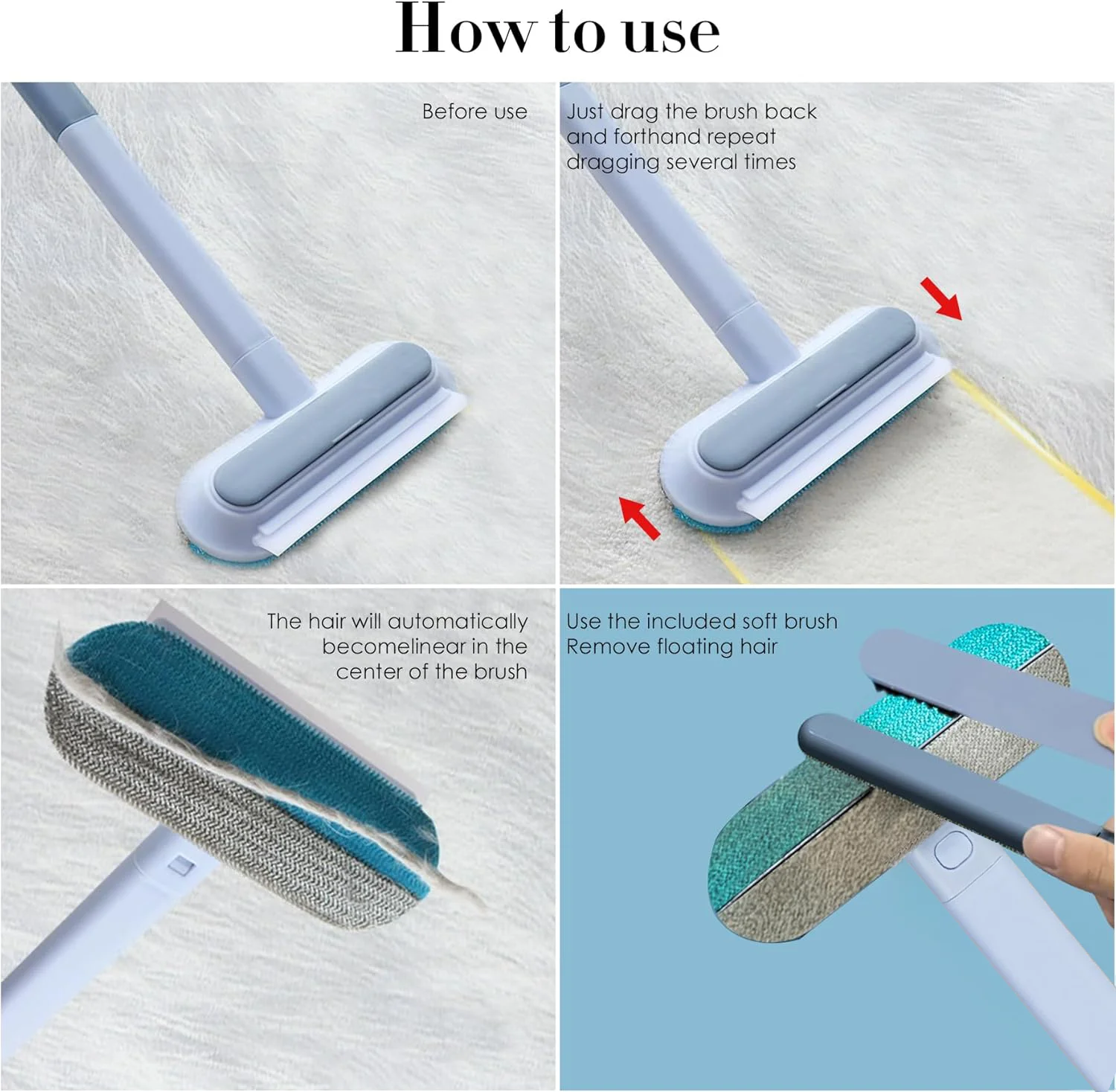 Removedor de Pelos para Gatos e Cães com Escovas Duplas Lavável - Imagem 6