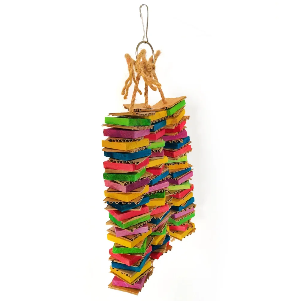 Brinquedo de Madeira para Pássaros Grandes com Cordas e Papelão - Image 4