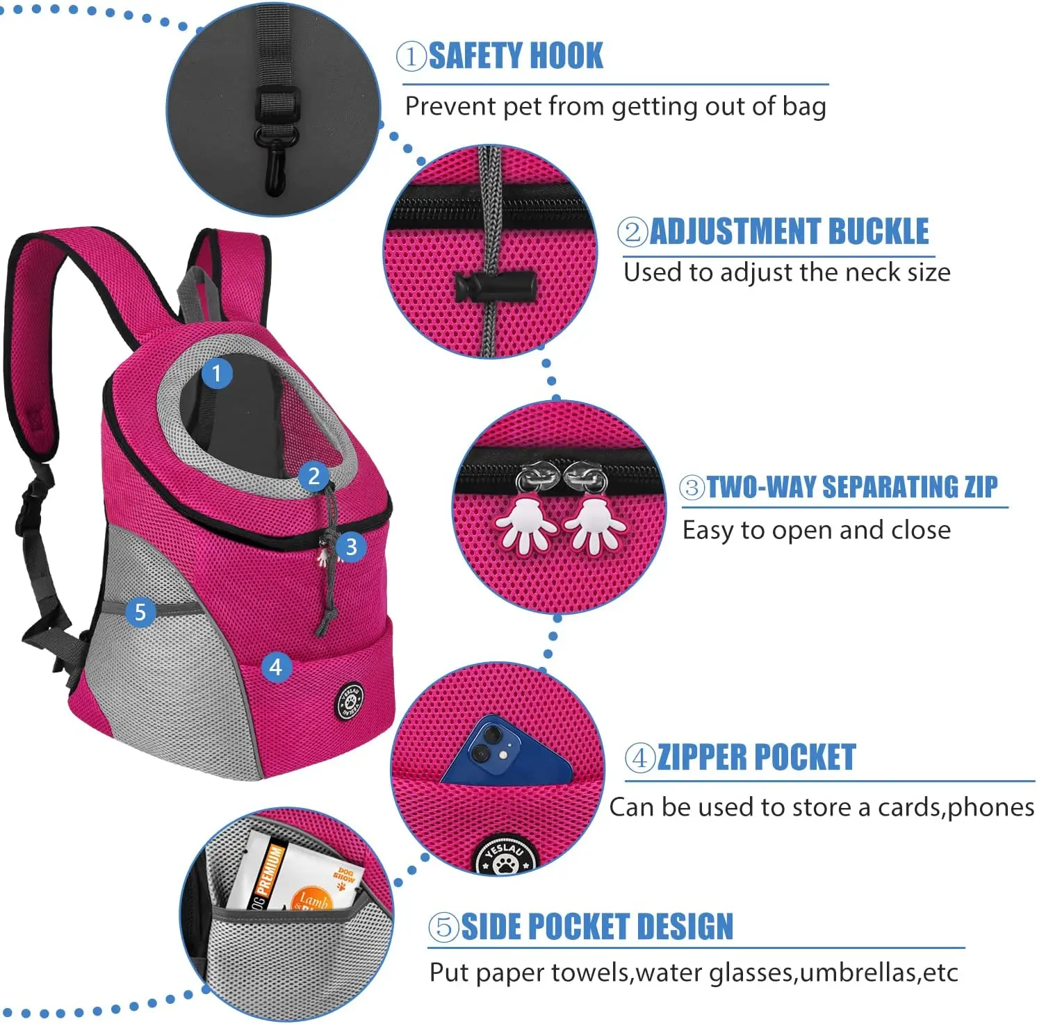 Mochila para Transporte de Cães Pequenos Respirável para Viagem - Imagem 5