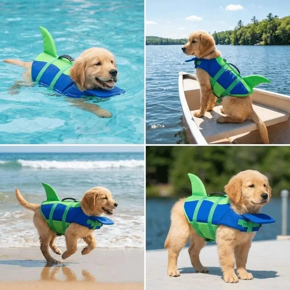 Colete Salva-Vidas para Cães de Poliéster com Alça para Piscina - Image 5