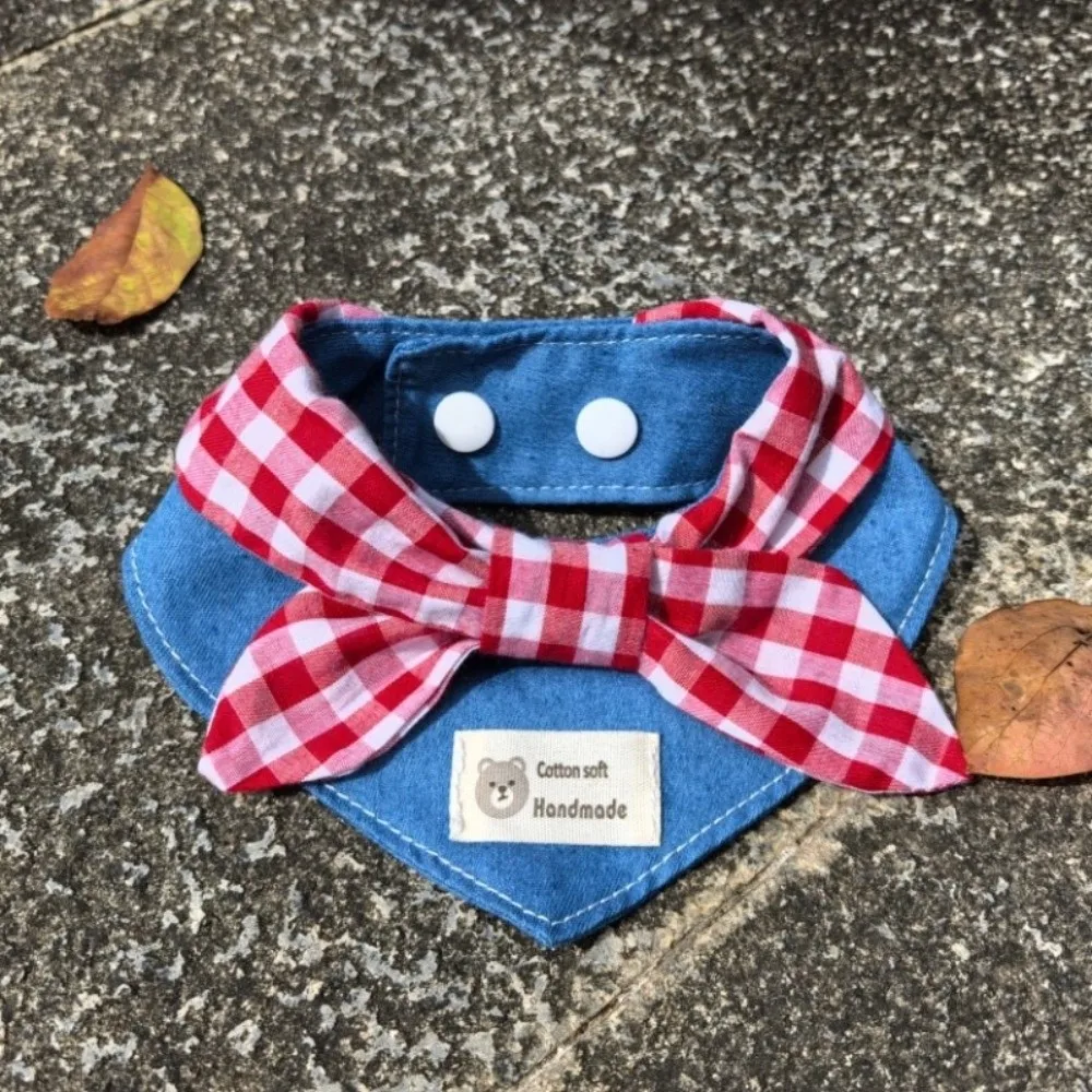 Bandana para Cães e Gatos de Poliéster com Laço Xadrez - Imagem 4