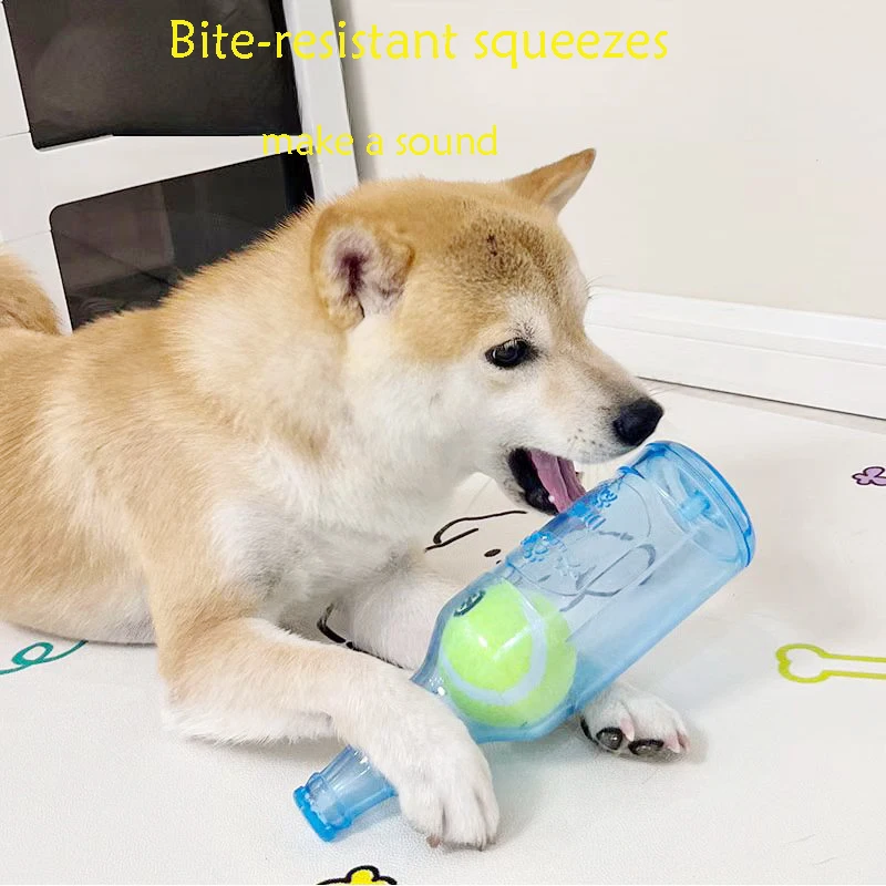 Brinquedo para Cães Garrafa e Bola de Tênis com Som para Mastigar - Imagem 4