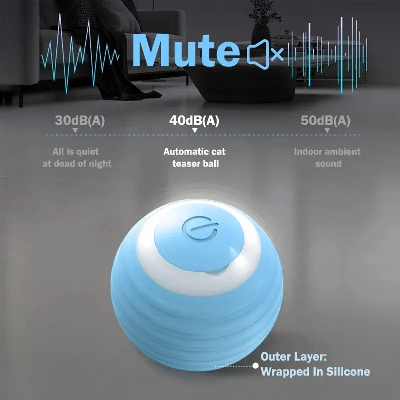 Bola Interativa para Gato Automática Azul Recarregável USB - Imagem 6