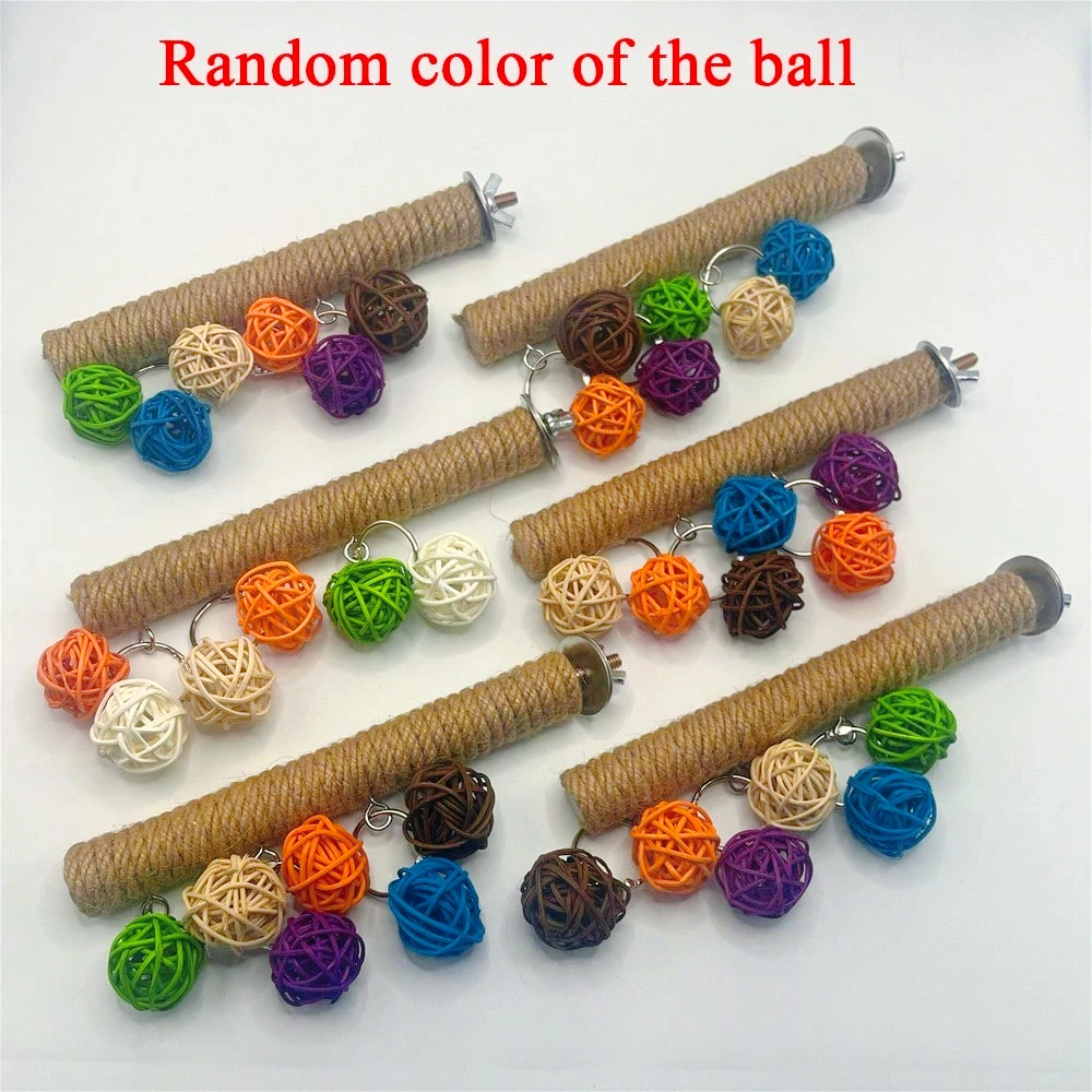 Poleiro de Cânhamo Natural para Papagaios com Bolas de Rattan - Image 6