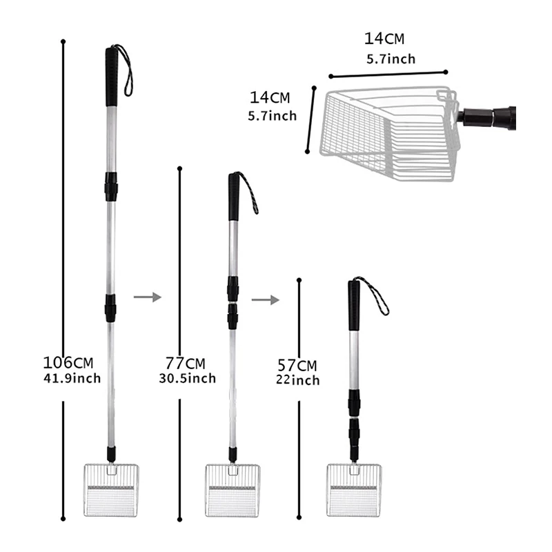 Pá Higiênica para Gatos Kit Extensível para Limpeza de Detritos - Imagem 2