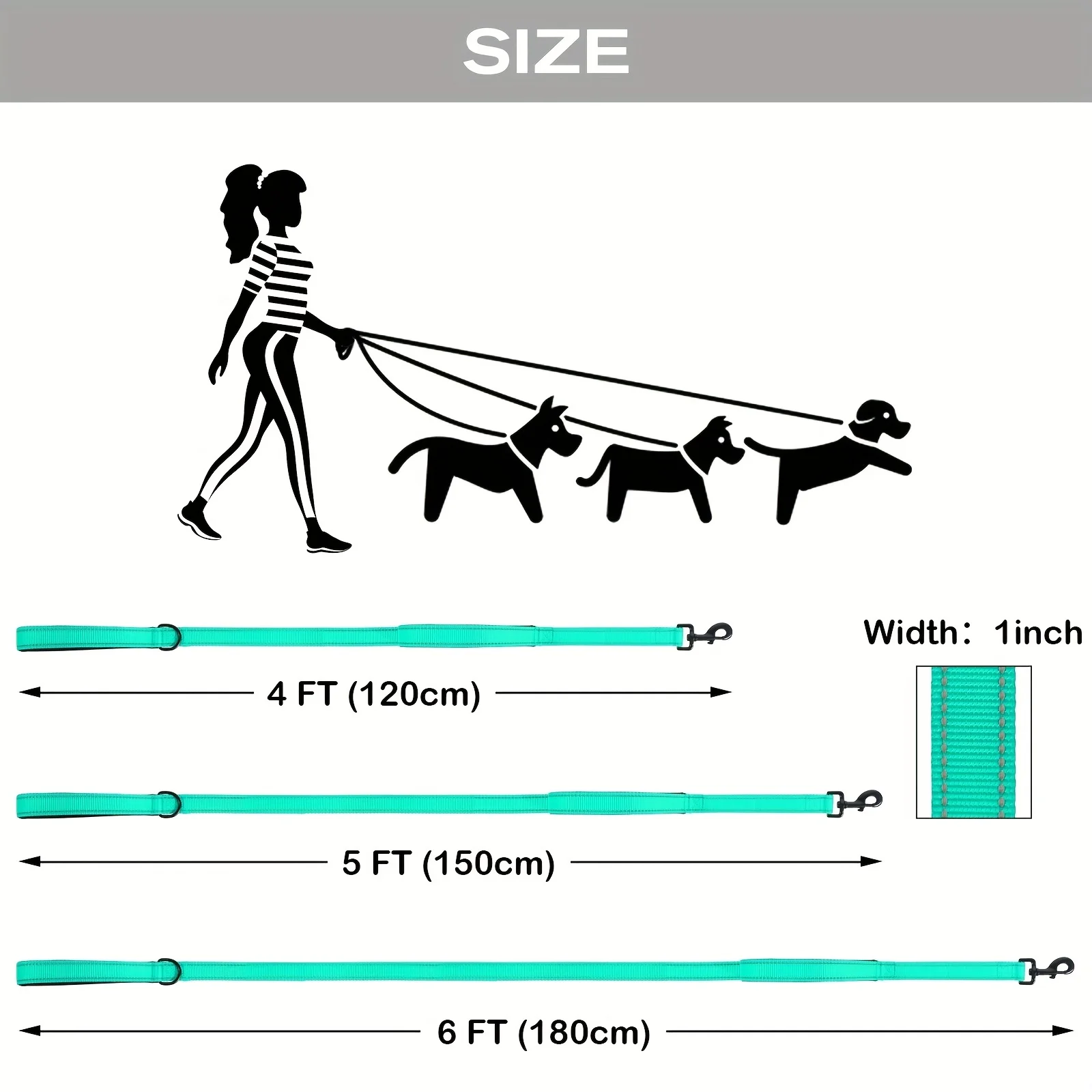 Guia para Cães de Nylon Refletiva Dupla Face para Passeio Noturno - Imagem 5