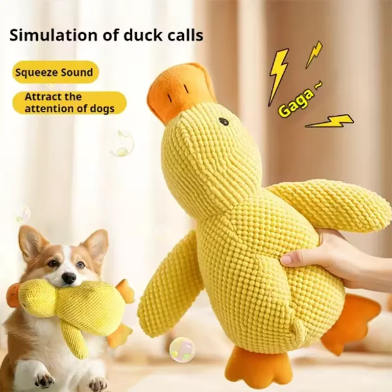 Brinquedo Pato de Pelúcia para Cães com Som Amarelo - Imagem 5