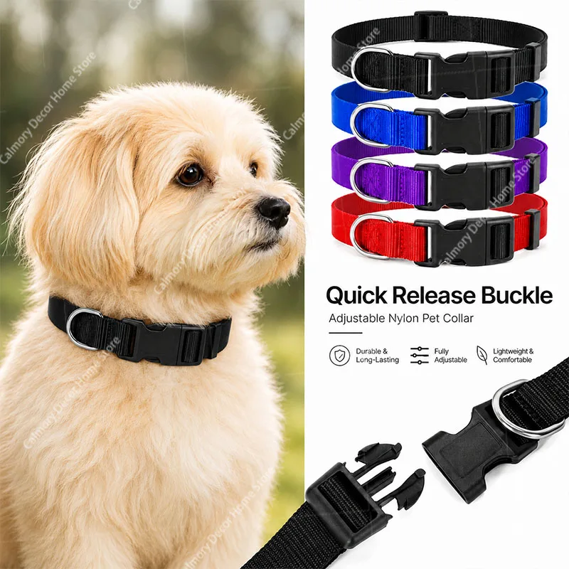 coleira ajustável para cães de nylon