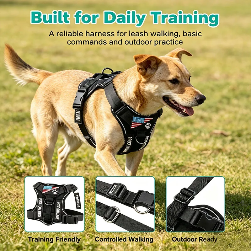 Colete Refletivo para Cães de Serviço com 5 Patches e Arnês Ajustável - Imagem 4