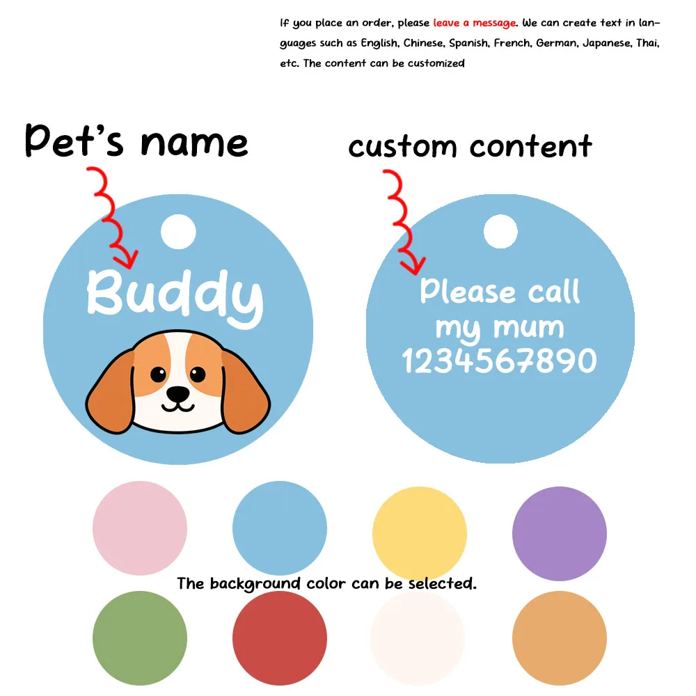 Etiqueta de Identificação para Cães e Gatos Personalizável com Nome - Imagem 3