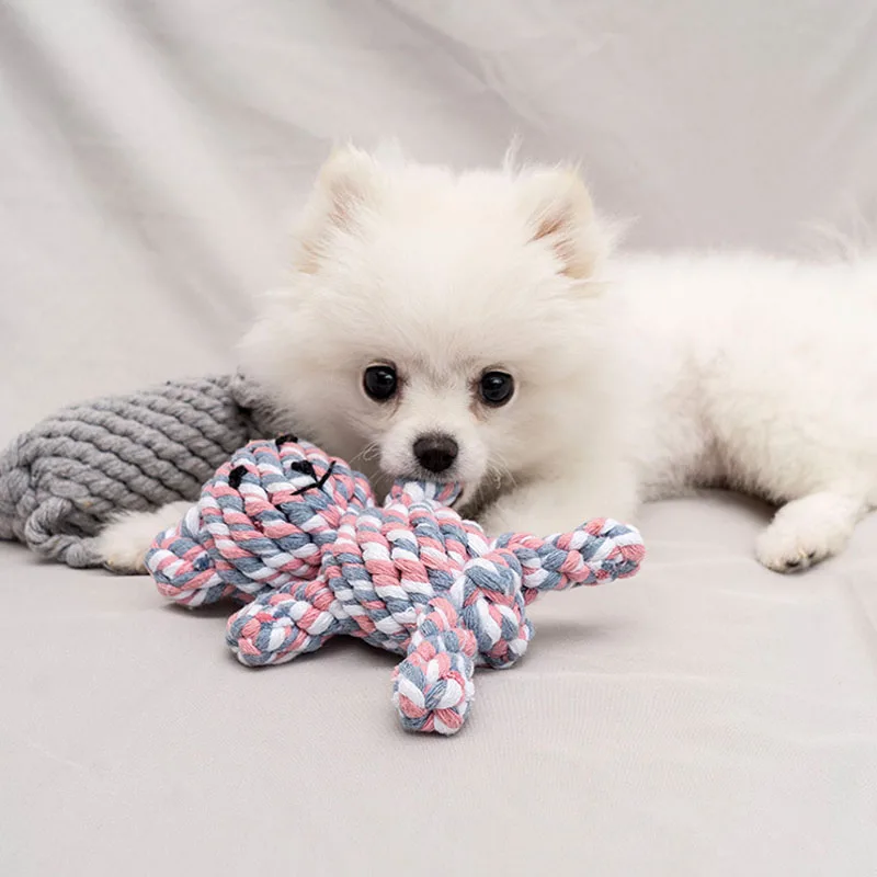 Brinquedo de Mastigar para Cães Pequenos de Corda de Algodão com Nó - Imagem 2
