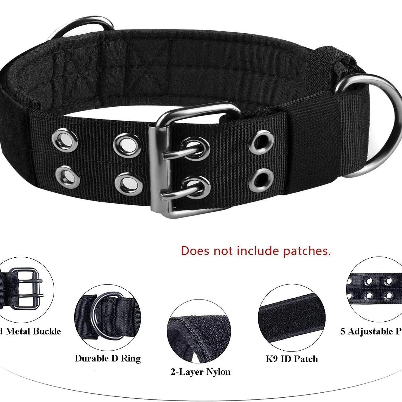 Coleira Tática para Cães de Nylon com Fivela de Metal Ajustável - Image 4