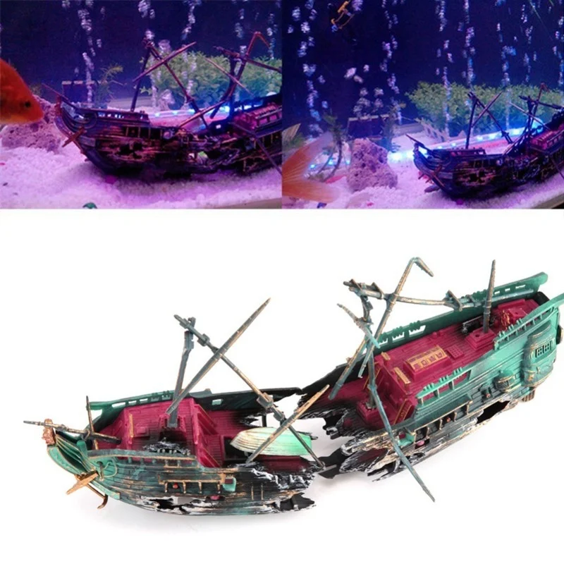 Decoração de Aquário Navio Naufrágio Plástico 24 cm para Aquário - Imagem 4