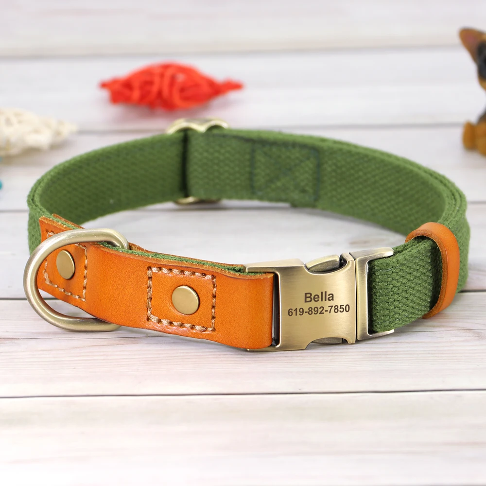 Coleira de Nylon para Cães Ajustável com Fivela de Bronze - Imagem 2