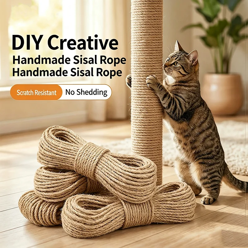 Corda de Sisal para Arranhador de Gato DIY 4mm x 10m Durável - Image 2