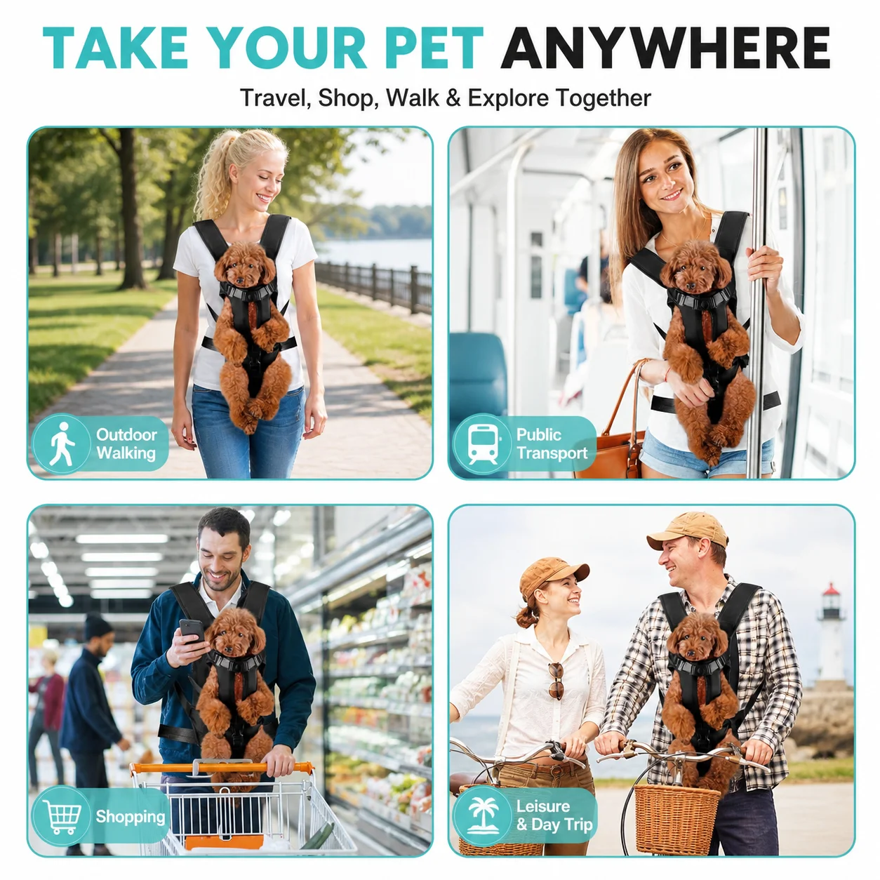 Mochila Canguru para Cães Pequenos de Malha Respirável e Alças Ajustáveis - Imagem 6
