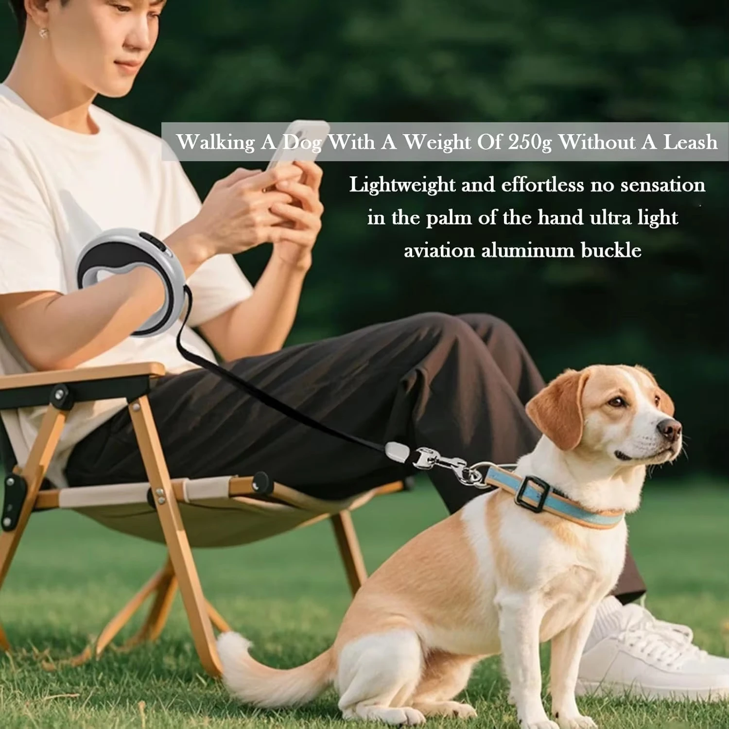 Coleira Retrátil para Cães Pequenos de Nylon com Freio de Uma Mão - Imagem 4