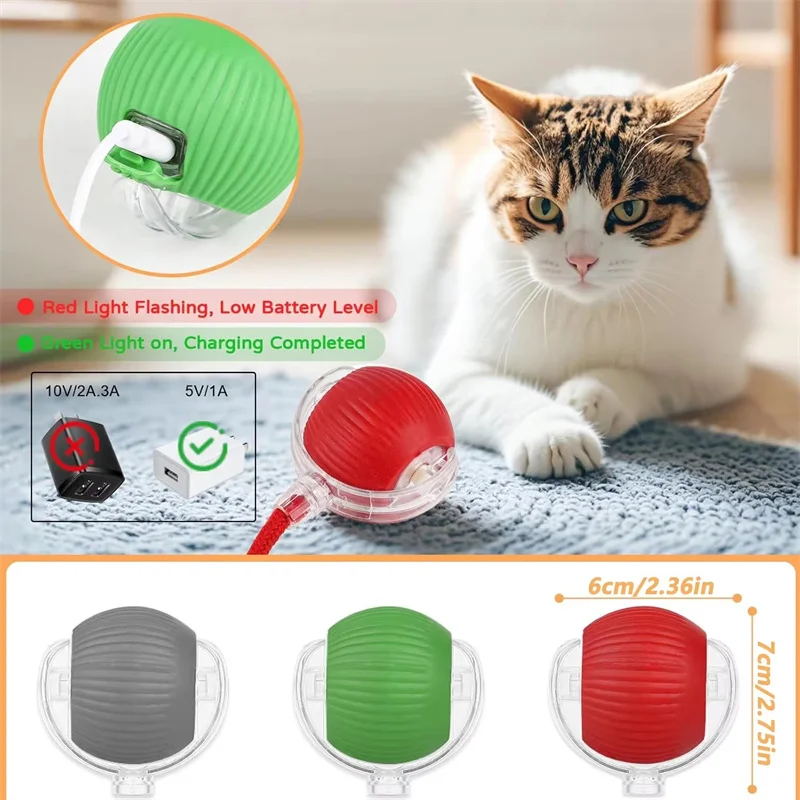 Brinquedo Interativo Cães e Gatos Bola Elétrica Recarregável USB - Imagem 3