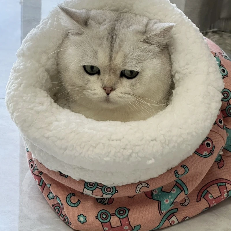 Saco de Dormir para Gatos de Lã de Cordeiro Macio 100 cm - Imagem 5