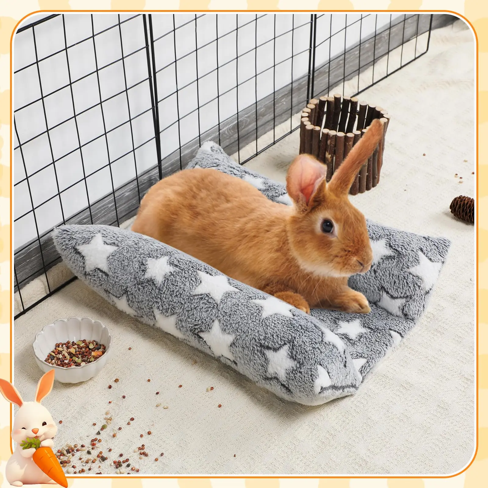 Cama para Coelhos de Pelúcia com Almofada Removível e Formato Côncavo - Imagem 3