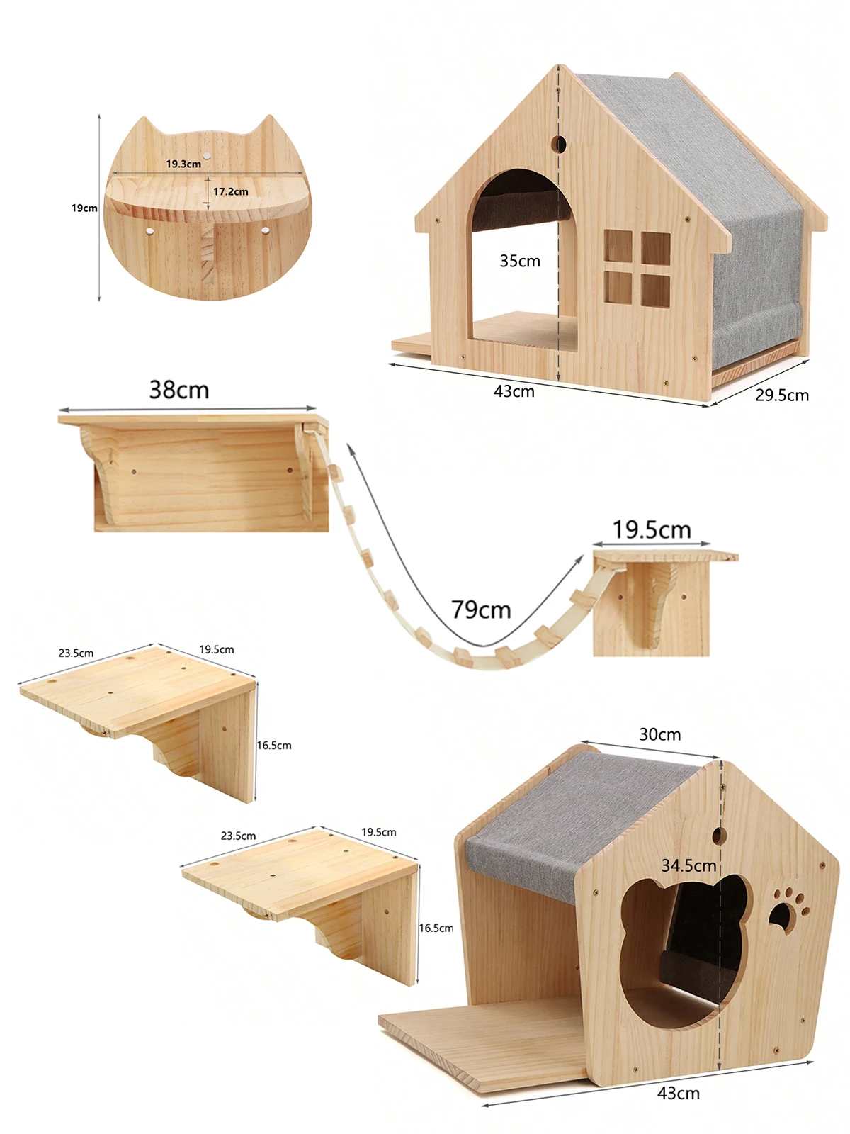 Casa de Parede para Gatos com Prateleira e Cama - Image 3