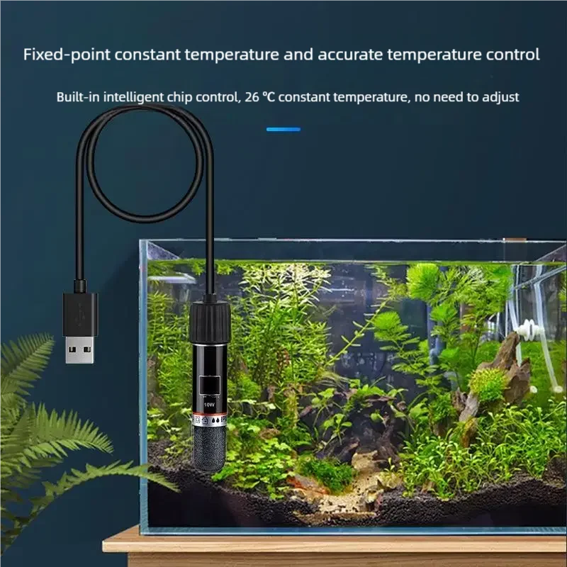 Aquecedor de Aquário USB Mini 5V com Ventosa e Proteção Automática - Imagem 4