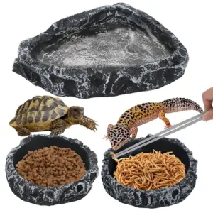 tigela para répteis imitação de pedra