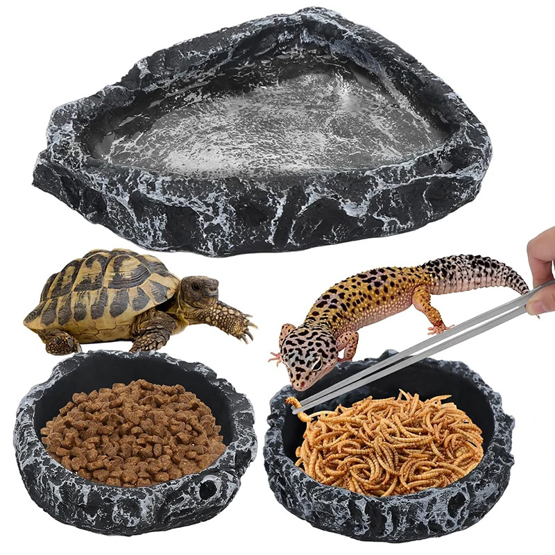 tigela para répteis imitação de pedra