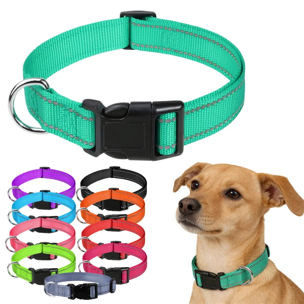 coleira de nylon refletiva para cães