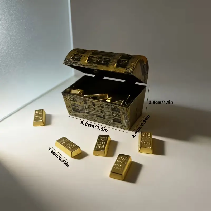 Mini Baú de Tesouro Pirata para Aquário com Moedas e Barras de Ouro - Imagem 6