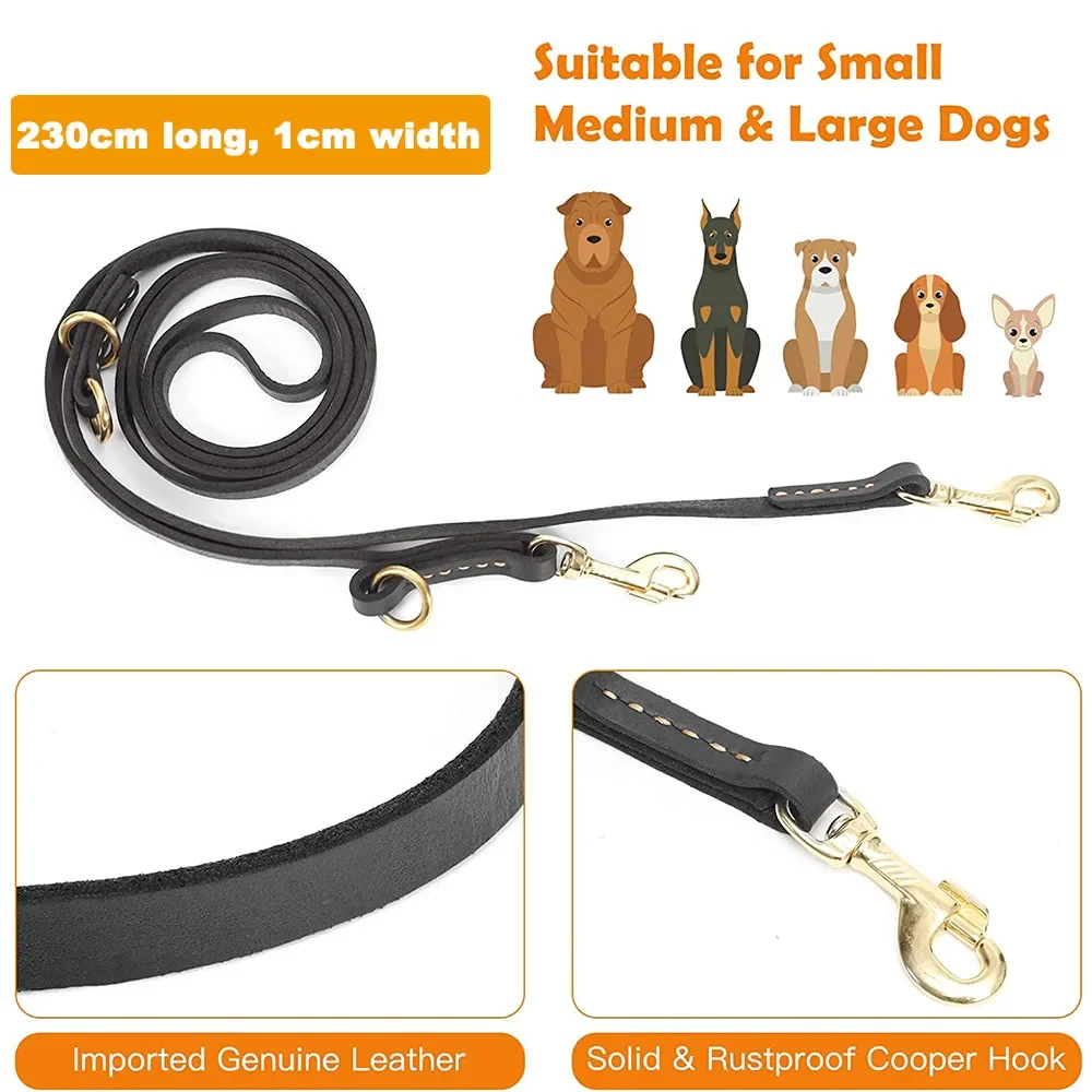 Trela de Couro para Cães Ajustável 230 cm com 7 Usos - Imagem 3