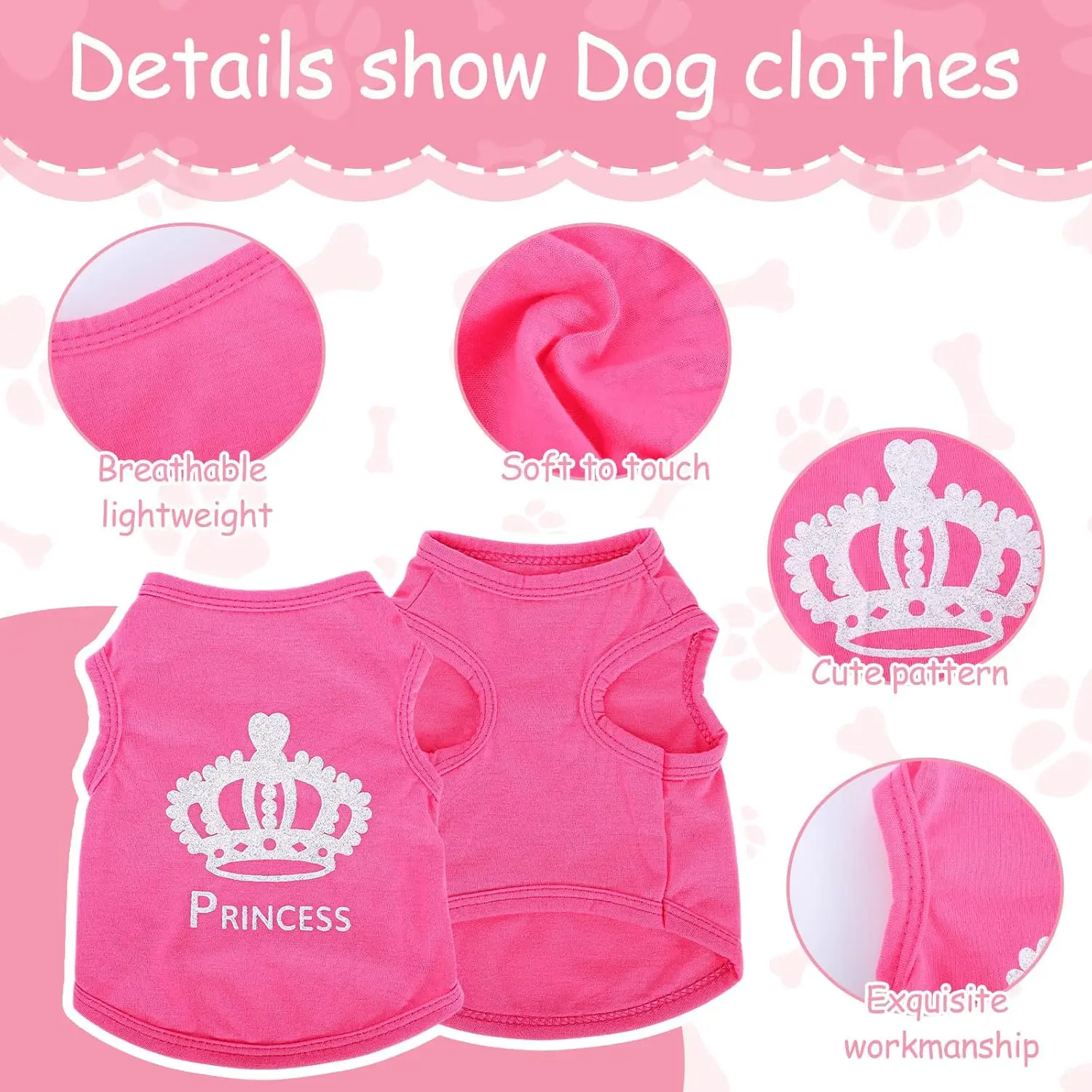 Colete para Cães e Gatos com Estampa de Coroa de Princesa - Imagem 3