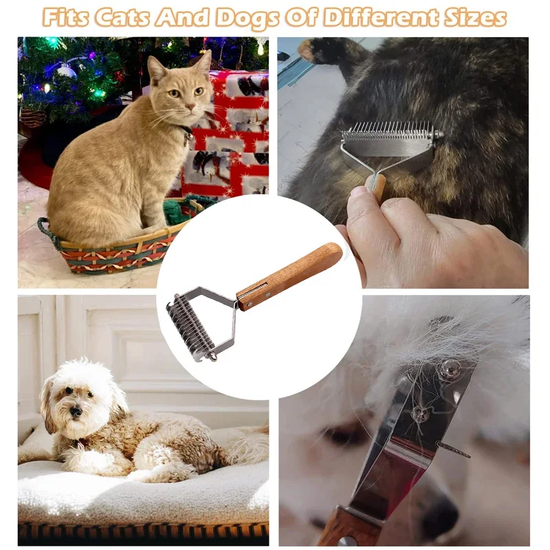 Pente para Cães e Gatos de Metal e Madeira para Pelo Longo e Curto - Imagem 2