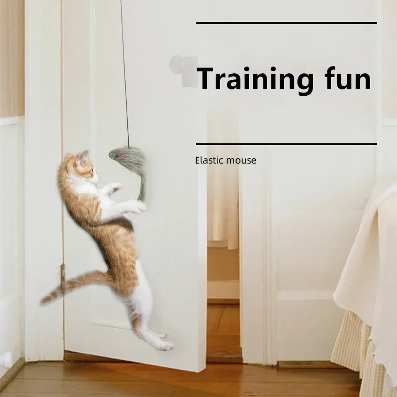 Brinquedo para Gatos Ratinho Pendurado Retrátil para Porta - Imagem 3