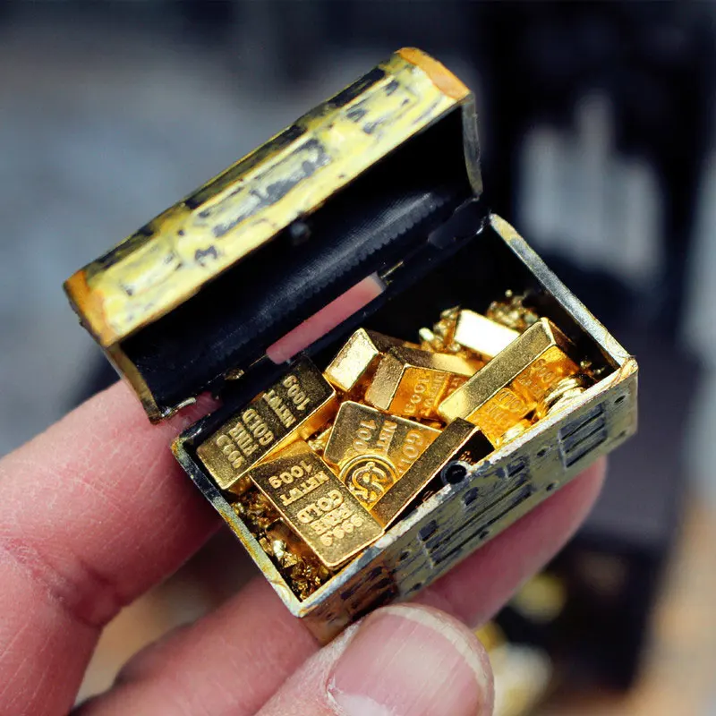 Mini Baú de Tesouro Pirata para Aquário com Moedas e Barras de Ouro - Imagem 2