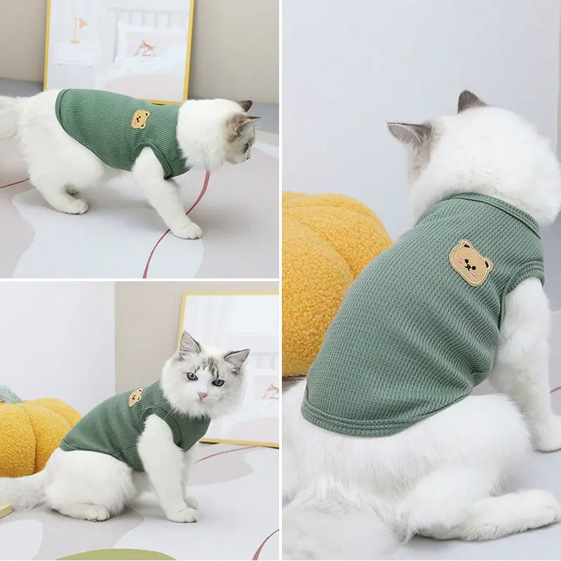 Colete Camiseta para Cães Pequenos Verde de Poliéster Respirável - Imagem 4