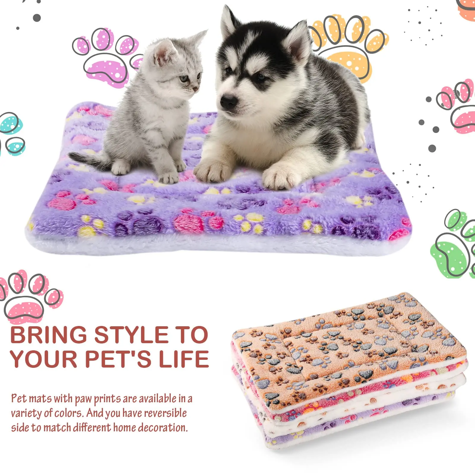 Tapete de Flanela para Cães e Gatos, Grosso, para Dormir - Image 2