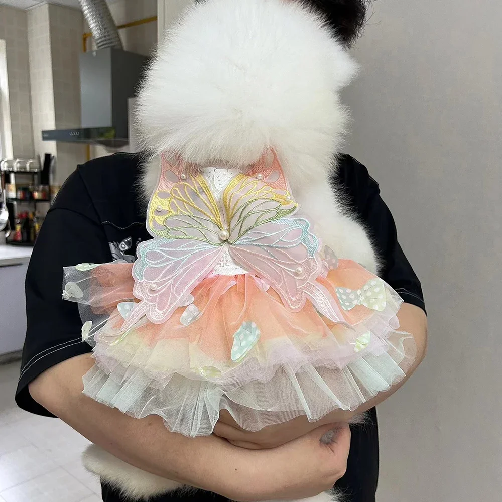 Vestido para Cães Pequenos de Poliéster Estampado de Borboleta - Imagem 2