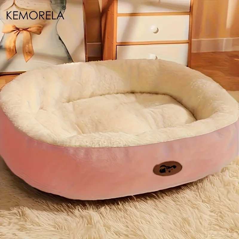 Cama Oval de Pelúcia para Cães e Gatos Pequenos e Médios Lavável - Image 4