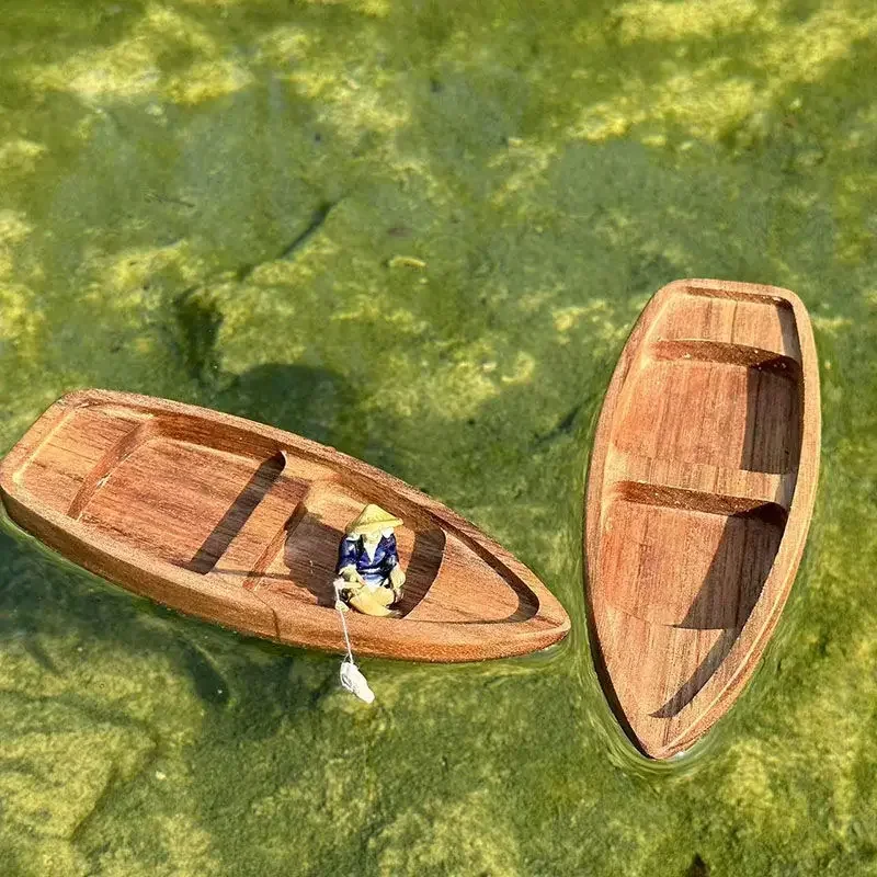 Barco de Madeira para Aquário Flutuante 17 cm Decorativo - Imagem 3