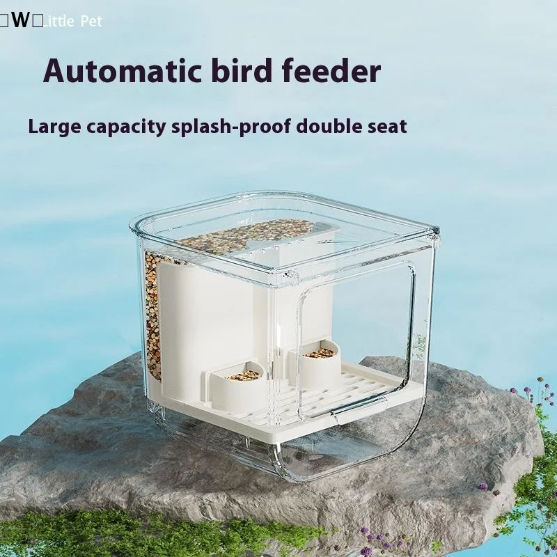 Alimentador Automático para Pássaros Transparente de Gaiola Grande - Imagem 3