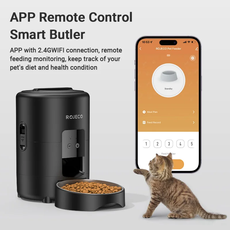 Rojeco Alimentador Automático para Pets 2L com Controle Remoto Wi-Fi - Image 2