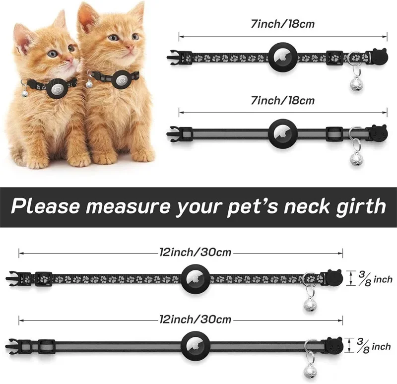 Coleira para Gato com Suporte Airtag e Sino Ajustável 18-30 cm - Imagem 2